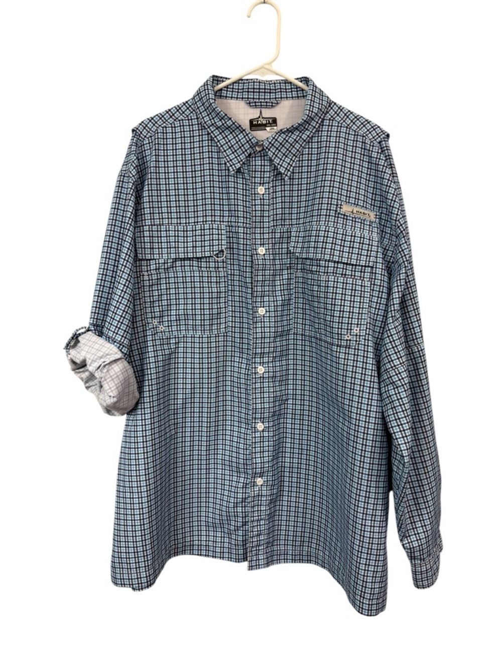 Habit Men's 2XL 40+ Solar Factor Button Down Fishing Shirt Vented Long Sleeves